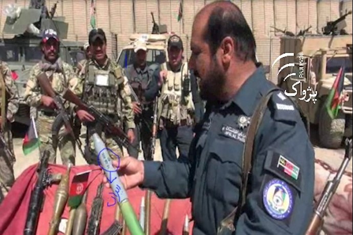 Afghani security forces showing Iran-made weapons used by Afghan Taliban