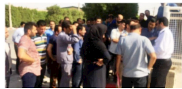 Mahshahr port, Iran-Aug 20-Workers of Ircast Schauenberg co. protest for the second day