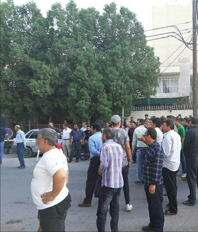 Ahvaz, Iran-Aug 20-Workers of the National Steel Group in the city of Ahvaz protest