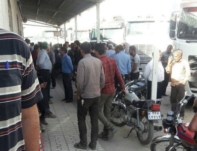 Neyshabur, northeast Iran – Truck drivers on strike
