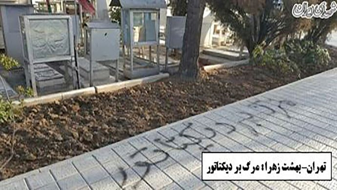 Behesht-e Zahra cemetery, south of Tehran: Death to dictator