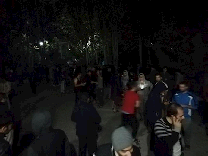 College students leaving their dormitory in Tabriz University, northwest Iran, following the Friday morning quake – November 8, 2019