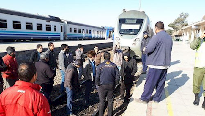Rail workers protesting in Karaj, Iran – February 27, 2019