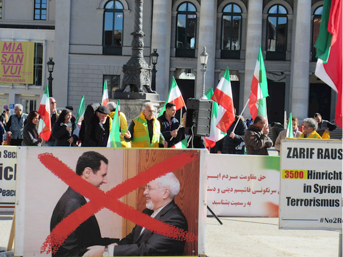PMOI/MEK supporters rallying in Munch & protesting the presence of Iranian regime Foreign Minister Mohammad Javad Zarif