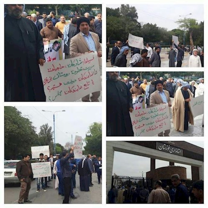 Shadegan farmers rallying outside the Khuzestan Province governor’s office – Ahvaz, southwest Iran – March 6, 2019