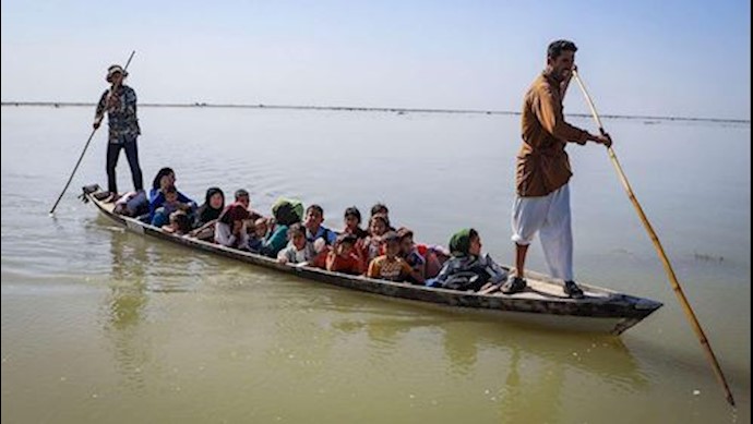Locals in Khuzestan Province, southwest Iran, are forced into such dangerous methods of transportation
