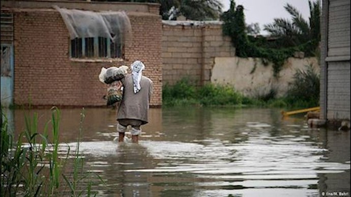 Sewage water mixing with floods in the streets of the Kianpars district of Ahvaz, Khuzestan Province