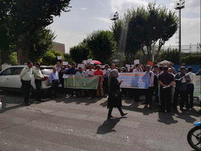 Retired teachers rallying in Tehran, Iran – July 27, 2019
