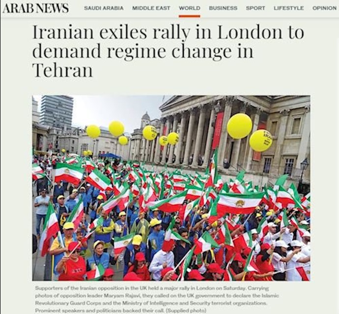 Thousands of exiled Iranian dissidents rally in Trafalgar Square in London