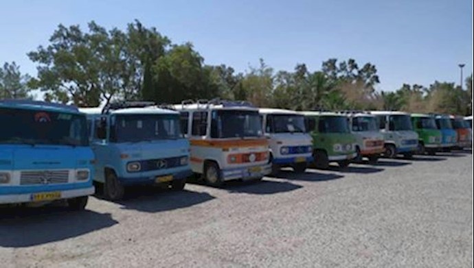Minibus drivers on strike in Saravan, Sistan & Baluchistan Province, southwest Iran