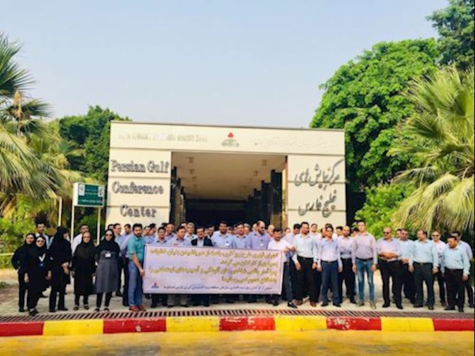 Employees of the Pars Special Economic District and Energy Organization hold a rally for the second consecutive day – Assaluyeh, southern Iran – July 21, 2019
