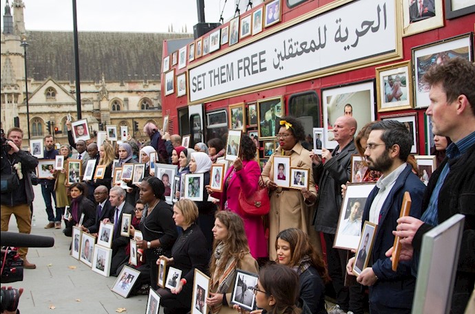 Peaceful protesters flocked outside UK Parliament House to raise awareness of those detained in Syria