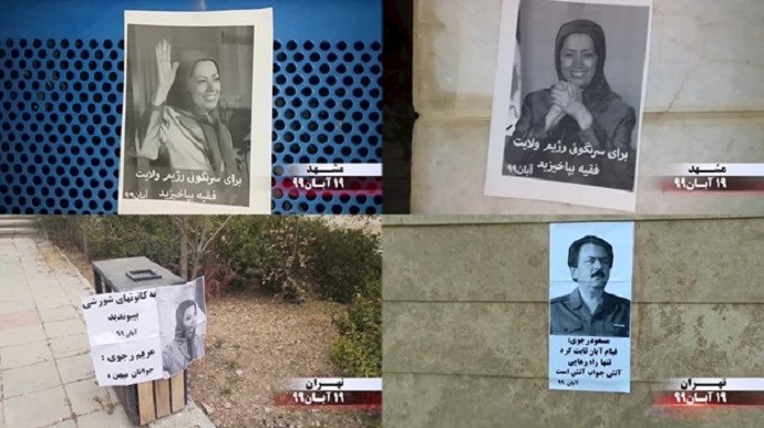 MEK-linked Resistance Units installed posters and images of Iranian Resistance leader Massoud Rajavi and President-elect of the National Council of Resistance of Iran (NCRI) Maryam Rajavi in the cities of Tehran and Mashhad.