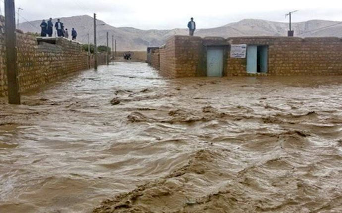 Rising floodwaters in Lorestan Province, western Iran