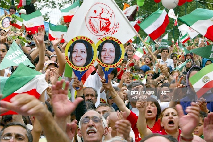 Supporters of the MEK celebrate release of Maryam Rajavi on 03 July 2003.