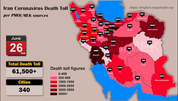 Over 61,500 dead of coronavirus (COVID-19) in Iran