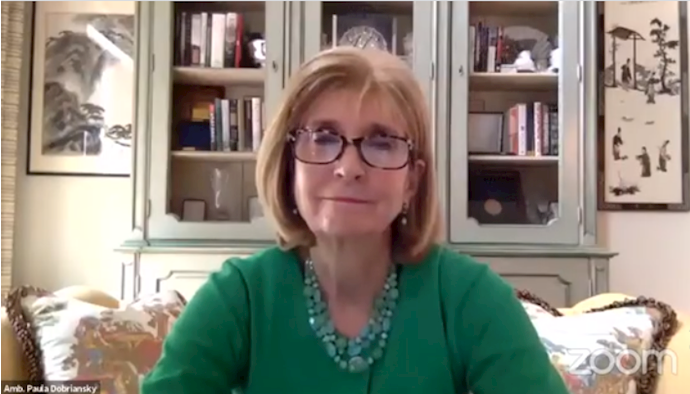 Amb. Paula Dobriansky, former United States Special Envoy for Northern Ireland, speaking at the Iranian opposition NCRI webinar discussing the imperative to reimpose UN sanctions on the mullahs’ regime ruling Iran—August 19, 2020