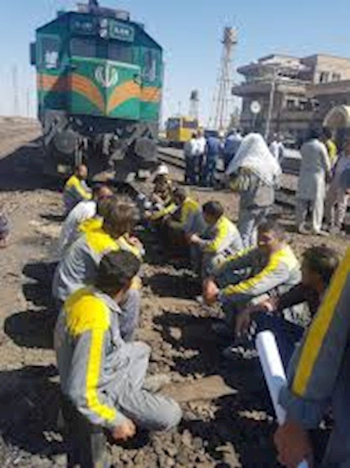Rail workers blocking rail tracks during their protests 
