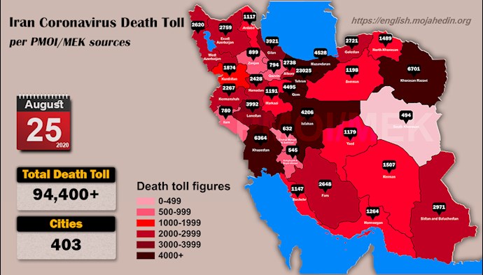 Over 94,400 dead of coronavirus (COVID-19) in Iran