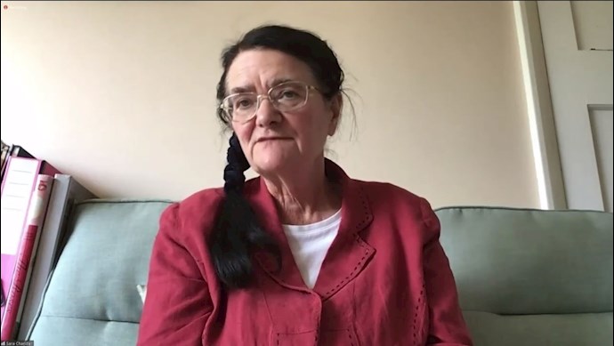 Professor Sara Chandler, Honorary QC, member of the Law Society Council and Vice President of the Federation of European Bar Associations, in an online conference discussing the 1988 massacre in Iran—September 10, 2020
