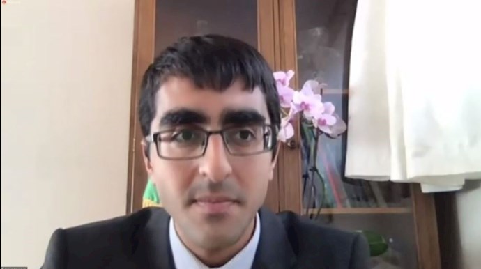 Omid Ebrahimi in an online conference discussing the 1988 massacre in Iran—September 10, 2020