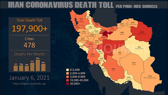 Infographic-PMOI/MEK reports over 197,900 coronavirus (COVID-19) deaths in Iran