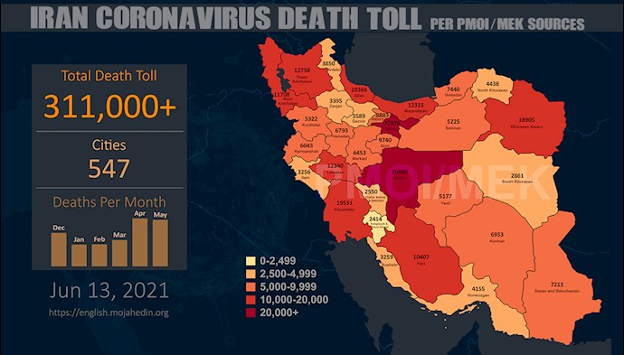 Infographic-PMOI/MEK reports over 311,000 coronavirus (COVID-19) deaths in Iran
