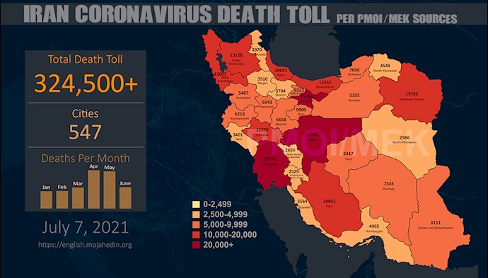 Infographic-PMOI/MEK reports over 324,500 coronavirus (COVID-19) deaths in Iran