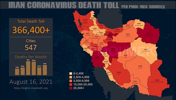 Infographic-PMOI/MEK reports over 366,400 coronavirus (COVID-19) deaths in Iran
