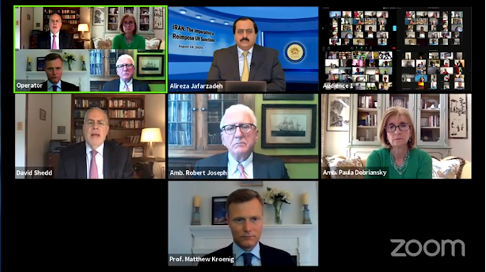  'Iranian opposition NCRI webinar gathers experts discussing the imperative to reimpose United Nations sanctions on the mullahs’ regime ruling Iran—August 19, 2020'